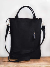 Black Multifunctional Messenger Tote Backpack