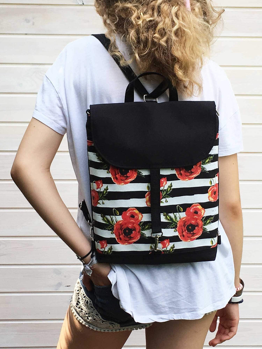 Bohemian Poppied Waterproof Crossbody Backpack | Aris Bags