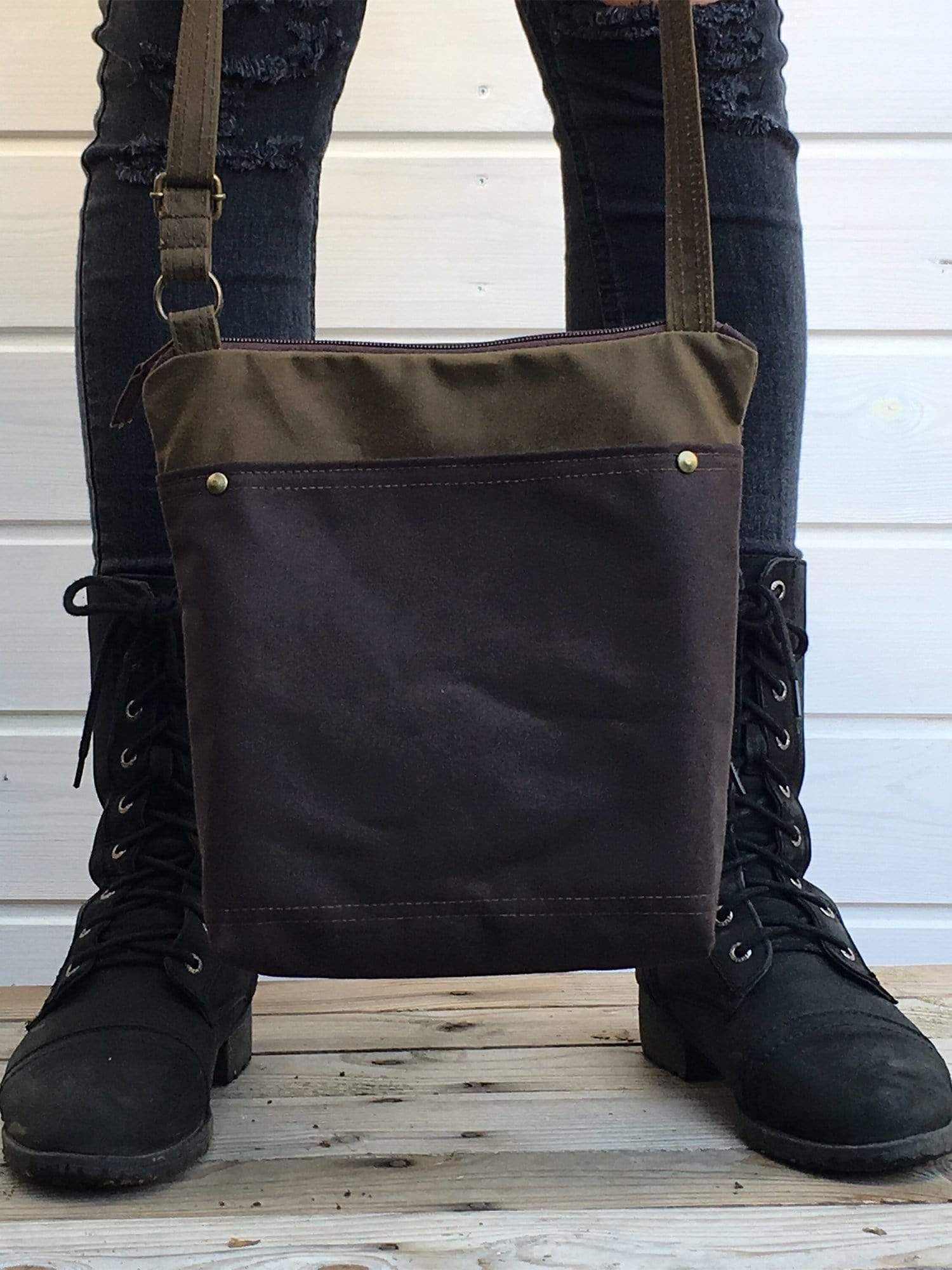 Brown Toffee Waxed Canvas Crossbody Bag| Aris Bags