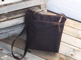 Dark Brown Waxed Canvas Cross Body Bag, Unisex Daybag | Aris Bags
