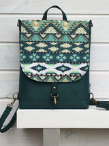Ethnic Turquoise Blue Vegan Backpack, Bohemian Cross Body Bag | Aris Bags