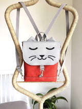 Grey Red Cat Backpack, Personalized Cross Body Bag | Aris Bags
