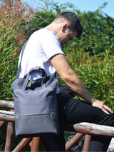 Grey Traveller Waterproof Backpack, Vegan Cross Body Bag | Aris Bags