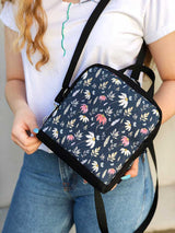 Vegan Floral backpack made for womens, round style bohemian designer bag, shoulder bag, waterproof vegan bag, floral style bohemian backpack