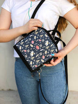 Vegan Floral backpack made for womens, round style bohemian designer bag, shoulder bag, waterproof vegan bag, floral style bohemian backpack