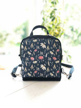 Vegan Floral backpack made for womens, round style bohemian designer bag, shoulder bag, waterproof vegan bag, floral style bohemian backpack