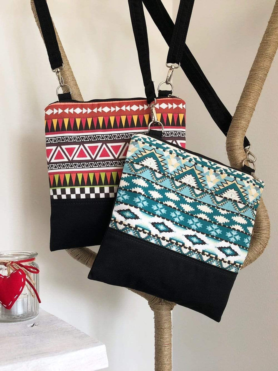 Aztec Pattern Boho Shoulder Bag Crossbody Bag Cotton Bag Sling 