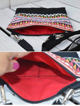 Red Aztec Cross Body Bag Bohemian Pouch | Aris Bags
