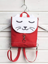 Red White Cat Backpack, Personalized Cross Body Bag | Aris Bags