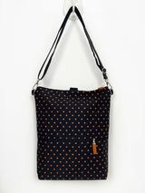 Black Backpack with Orange Polka Dots, Designer Womens Rucksack