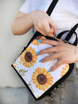 vegan womens floral backpack, zippered sunseed flower backpack