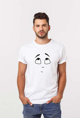Smile print t-shirt, white t-shirt print, smile printing tshirt, unisex tshirt print, vinly transfer smile print shirt