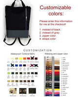 Black Multifunctional Messenger Tote Backpack