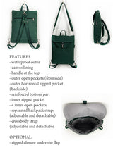 features teal backpack