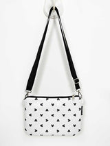Vegan White Mickey Mouse Crossbody Bag, Slim Vegan Designer Disney Cross Body Bag Shoulder Bag