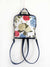vegan designer round backpack, festival shoulder bag, floral vegan backpack, womens hydrangea printed vegan bag