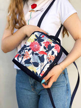 Vegan Floral Designer Bag, Convertible Rucksack, Mini Size Boho Bag, Cute Bohemian Backpack