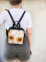 vegan flower backpack, vegan shoulder bag