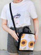 bohemian shoulder bag, vegan shoulder bag, vegan sunseed flower backpack, vegan zippered backpack