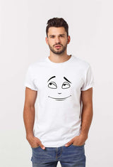White tshirt print, smile print shirt, unisex tshirt print, cotton t-shirt urban design smile printin, vinly transfer white tshirt