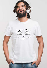 smiling face print tshirt, unisex white tshirt with smile face print