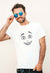 mens unisex tshirt with smile print, Cool smile emoji print white tshirt, smile printing, vinyl transfer print tshirt