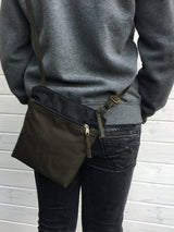 Black and Forest Waxed Canvas Cross Body Bag, Vegan Purse | Aris Bags - Aris Bags