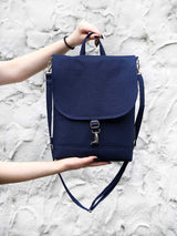 Navy Blue Slim Backpack, Women's Cross Body Bag-3