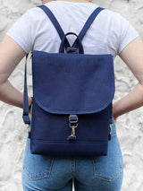 Navy Blue Aesthetic Flap Backpack for Women