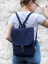 Navy Blue Aesthetic Flap Backpack for Women