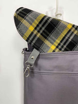 Square design gray backpack, womens rucksack, canvas shoulder bag, convertible crossbody bag