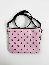 Pink Mickey mouse vegan crossbody bag, womens slim disney cross body shoulder bag