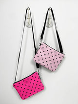 Pink Mickey mouse vegan crossbody bag, womens slim disney cross body shoulder bag