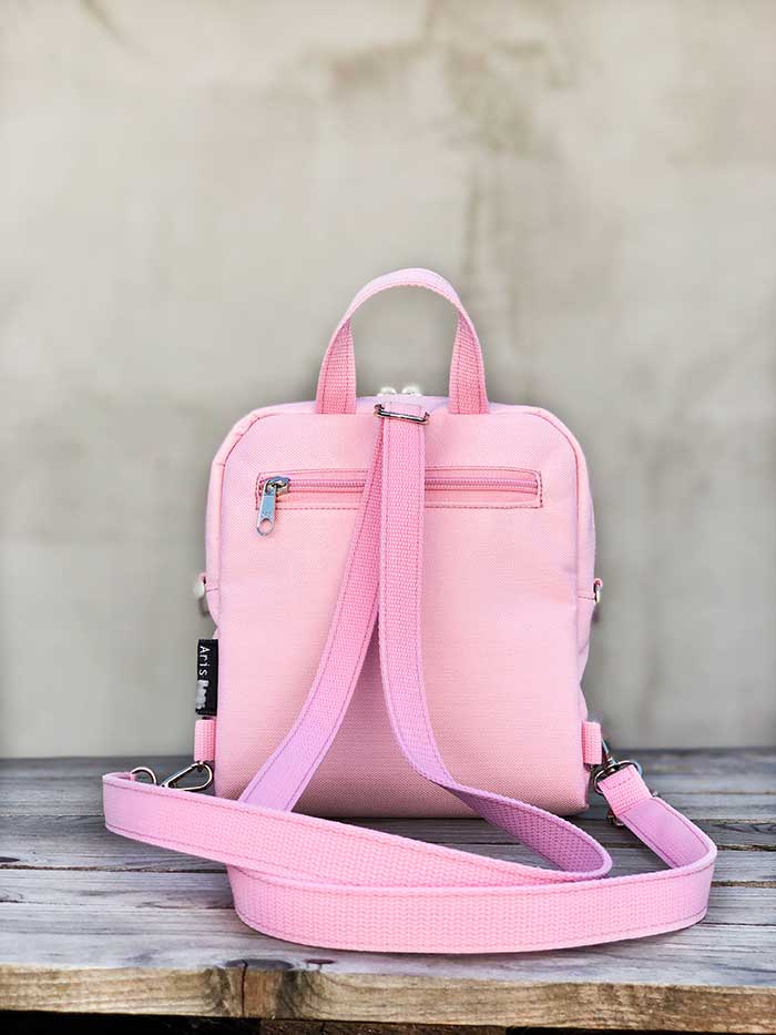 bohemian mini backpack Pink Floral Mini Backpack, Tropical Shoulder Bag, Vegan Small Kids Bag