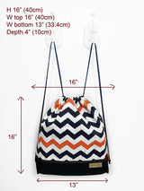 Size chart of the Chevron Drawstring bag, custom unisex drawstring backpack