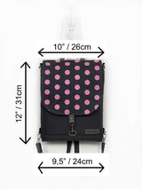 Gray Backpack with Pink Polka Dots