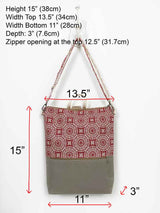 size chart of the red mandala womens rucksack, deisnger bohemian backpack, festival backpack