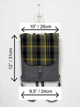 Square design gray backpack, womens rucksack, canvas shoulder bag, convertible crossbody bag