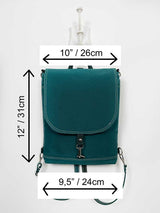 emerald green flap Backpack size chart