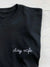 stay safe text hand embroidered black t shirt, Personalizable own logo needlework shirt