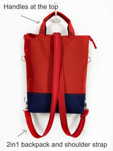 Red - Navy Convertible Messenger Backpack