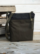 Black and Forest Waxed Canvas Cross Body Bag, Vegan Purse | Aris Bags - Aris Bags