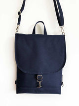 Navy Blue Aesthetic Flap Backpack for Women