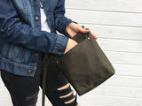 Forest Green Waxed Canvas Cross Body Bag | Aris Bags - Aris Bags