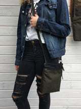 Black and Forest Waxed Canvas Cross Body Bag, Vegan Purse | Aris Bags - Aris Bags